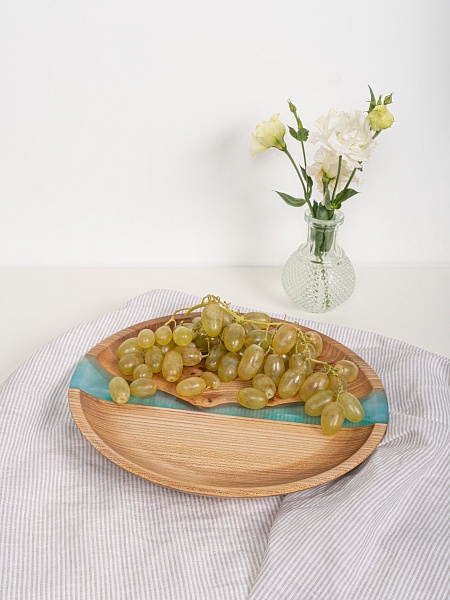 Тарелка "Река" 35 см, бирюза