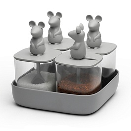 Набор банок для сыпучих продуктов Qualy Lucky Mouse Seasoning 4 шт