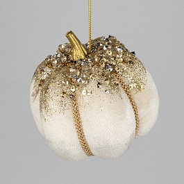 Украшение подвесное Тыква 10 см Азалия кремовое