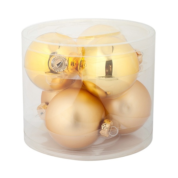 Набор шаров 8 см в тубе Азалия золотой 6 шт 