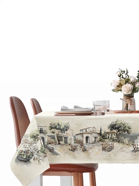 Скатерть 160 х 250 см Le Gobelin Оливки Греция Фон