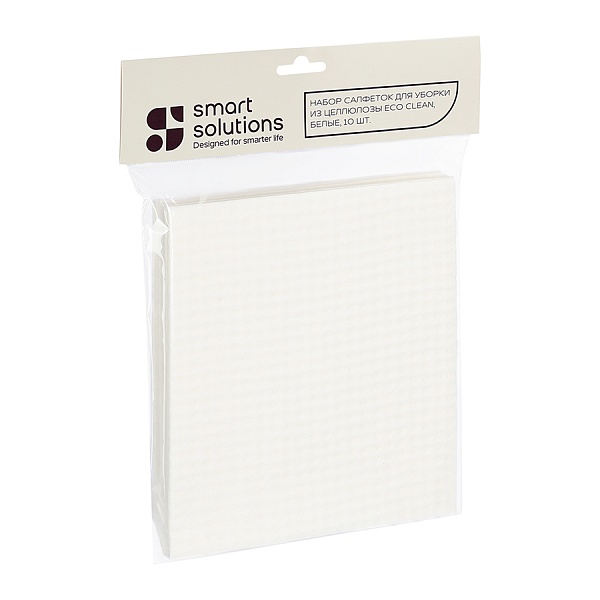 Набор салфеток для уборки из целлюлозы Smart Solutions Eco Clean белый 10 шт 