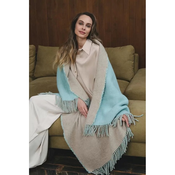 Плед 120 х 180 см Valerie Concept Mumbai Duo мятный