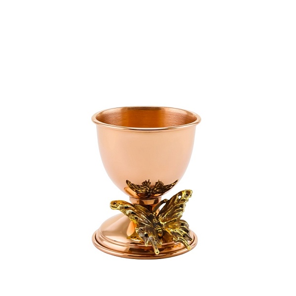 Подставка  для яйца медная с чернением Кольчугинский мельхиор Бабочка