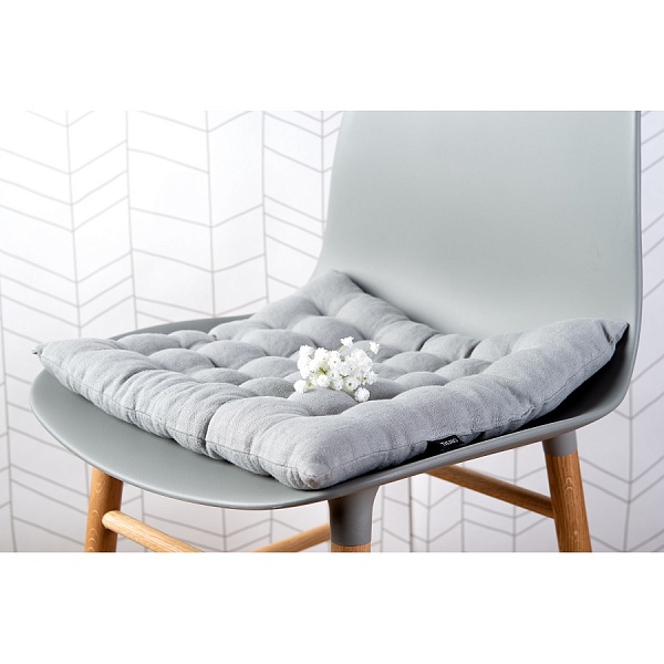 Подушка на стул стёганая 40 х 40 см Tkano Essential серый