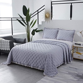 Комплект Покрывало 230х250, Наволочки 50х70-2шт Элизабет №6 серый\крем