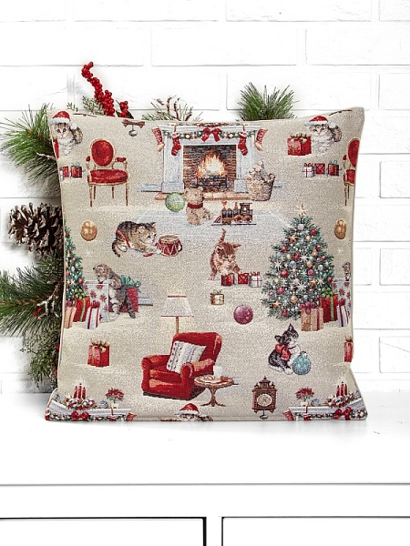 Подушка 45х45 см Котята у камина