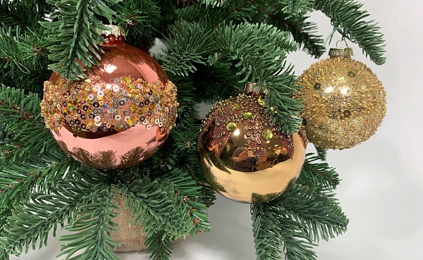 Шар стеклянный 8 см House of Seasons розовый/золото/бронза 