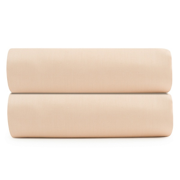 Простыня на резинке 180 x 200 см Tkano Essential из сатина бежево-розовый