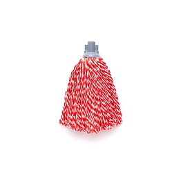 Насадка д/швабры с резьбой верёвочная микрофибра красный/белый 150г