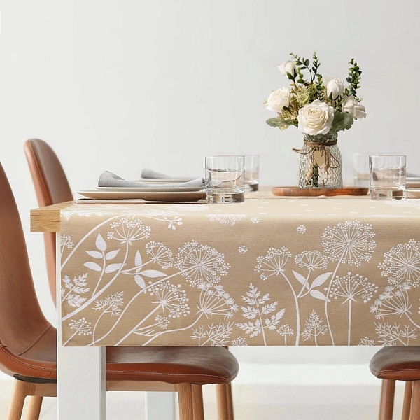 Скатерть 100 х 100 см Le Gobelin Травинки бежевая