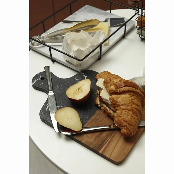 Доска сервировочная Marm, 21,5 х 33,5 см, черный мрамор/акация