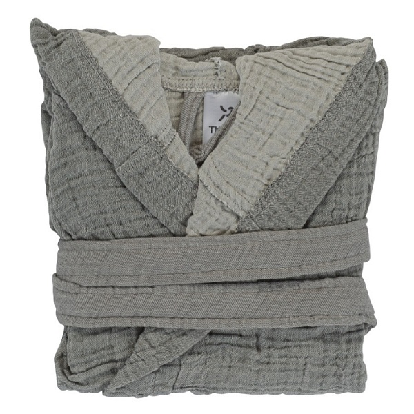 Халат из жатого хлопка 4-5 Y Tkano Essential серый