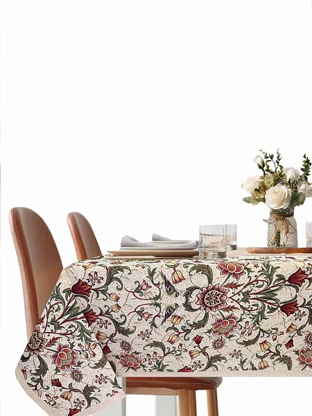 Скатерть 140 х 220 см Le Gobelin Моррис Ловцы клубники бежевая