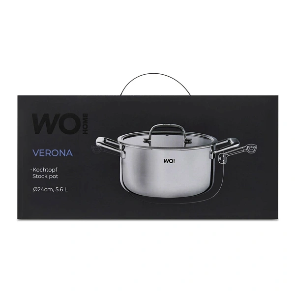 Кастрюля WO HOME Verona, 24 см 5,6 л сталь нержавеющая