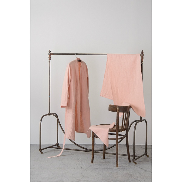 Халат из умягченного льна Tkano Essential размер M розово-пудровый