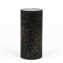 Свеча столбик ребристая 7 x 13 см Азалия черная