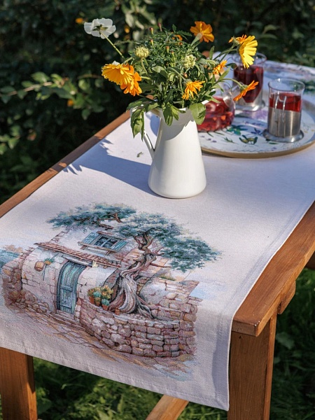 Скатерть 140 х 180 см Le Gobelin Оливки Греция Фон