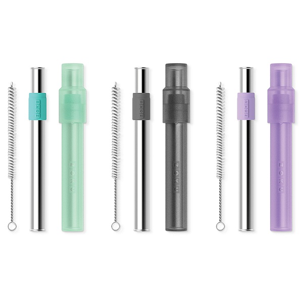 Соломинка из нержавеющей стали Zoku Jumbo в футляре мятный