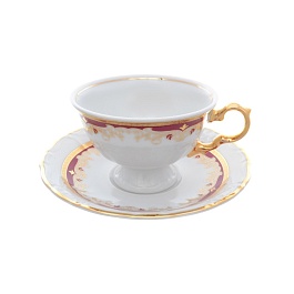 Набор чайных пар 220 мл Thun Мария Луиза красная лилия 6 шт