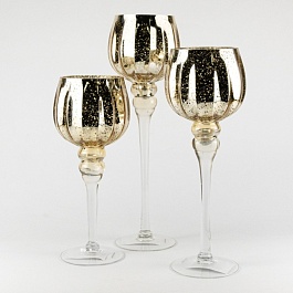 Набор ваз 30/35/40 см Бокал Азалия золотой 3 шт