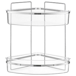 Полка для душа настенная двухъярусная угловая siv, хром