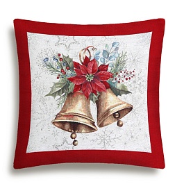 Подушка 45 х 45 см Le Gobelin Елочные украшения Колокольчики красная