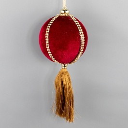 Украшение подвесное Шар с кисточкой 8 см Азалия красное