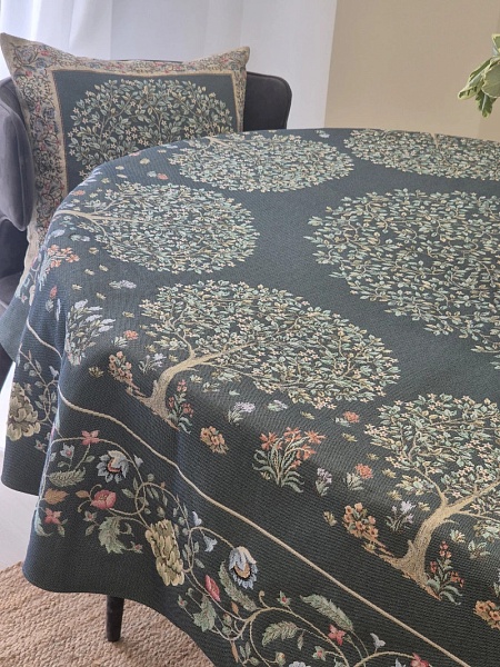 Скатерть 160 см Le Gobelin Древо Бирюза