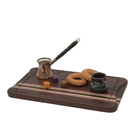 Доска сервировочная двусторонняя  Platano 42 х 24.5 х 2.2 "Венеция Тёмная", термоясень, граб, амарант