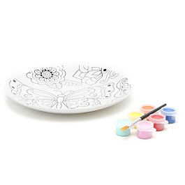 Набор: Тарелка, краски, кисточка "Бабочки"