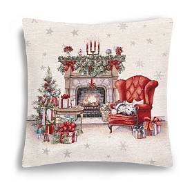 Подушка 45 х 45 см Le Gobelin Камин бежевая/красная