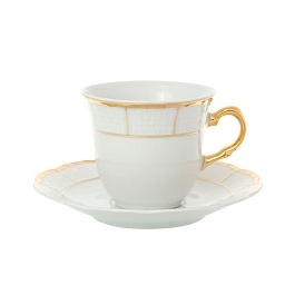 Набор чайных пар 165 мл Thun Менуэт обводка золото 6 шт