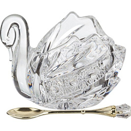 Икорница с ложкой ЛЕБЕДЬ 11 х 7 см  MUZA CRYSTAL