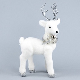 Сувенир Олень 20 х 11 x 37 см Азалия белый/серебристый