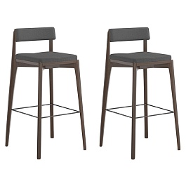 Набор из 2 барных стульев aska, рогожка, венге/темно-серый
