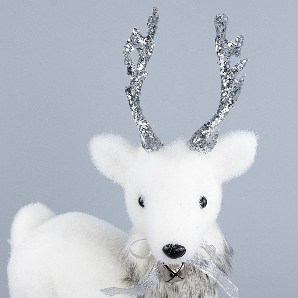 Сувенир Олень 20 х 11 x 37 см Азалия белый/серебристый