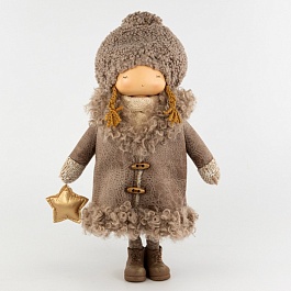 Сувенир Девочка в дубленке 30.5 x 20 x 44 см Азалия коричневый
