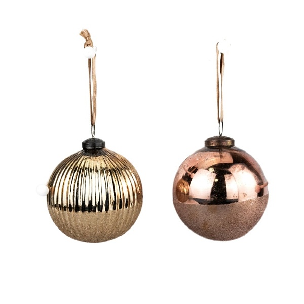 Украшение подвесное шар стеклянный 10 см DecoLine бронзовый в ассортименте
