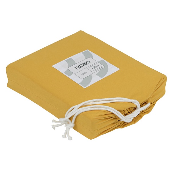 Простыня 240 х 270 см Tkano Essential из органического стираного хлопка горчичный