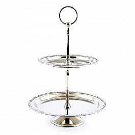 Подставка со стразами 2х яруса, 25,5x33см, металл, цвет серебряный