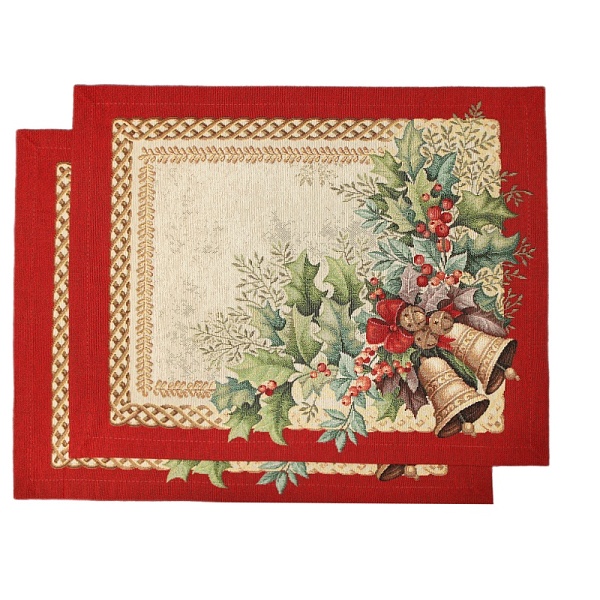 Салфетка 35 х 45 см Le Gobelin Елочные украшения Колокольчики красная