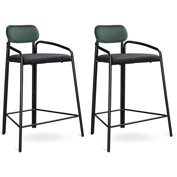 Набор из 2-х полубарных стульев Latitude Ror Round велюр тёмно-зеленый