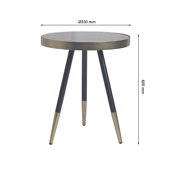 Стол hedda, D55 см, черный/матовое золото