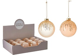 Шар стеклянный 8 см House of Seasons медь/золото в обсыпке 