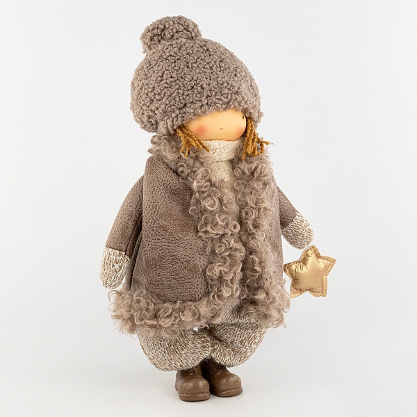 Сувенир Мальчик в дубленке 30,5 х 20 x 44 см Азалия коричневый