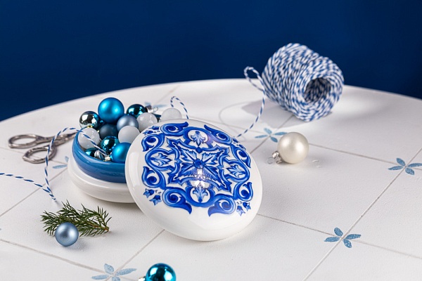 Шкатулка фарфоровая My Ceramic Story Гжелини в форме макаронс