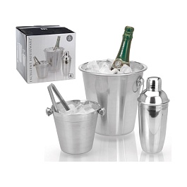 Набор коктейльный: шейкер, ведро для шампанского/вина, щипцы