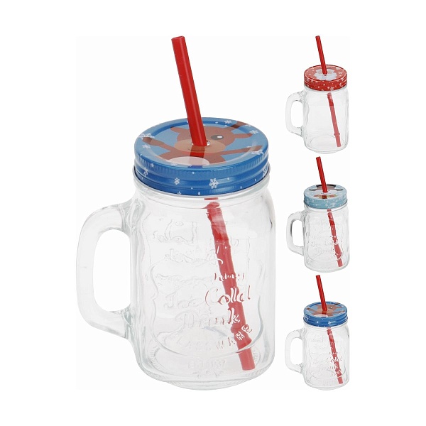 Кружка с крышкой и соломкой 400 мл Excellent Houseware