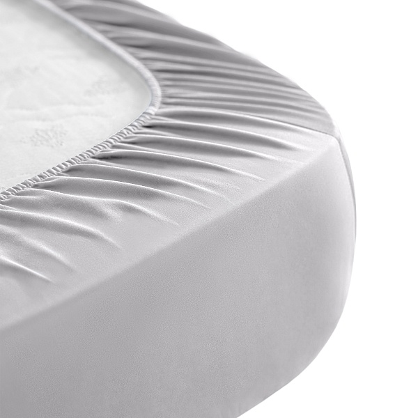 Простыня на резинке 160х200х25 см Soft Silver, благородное серебро